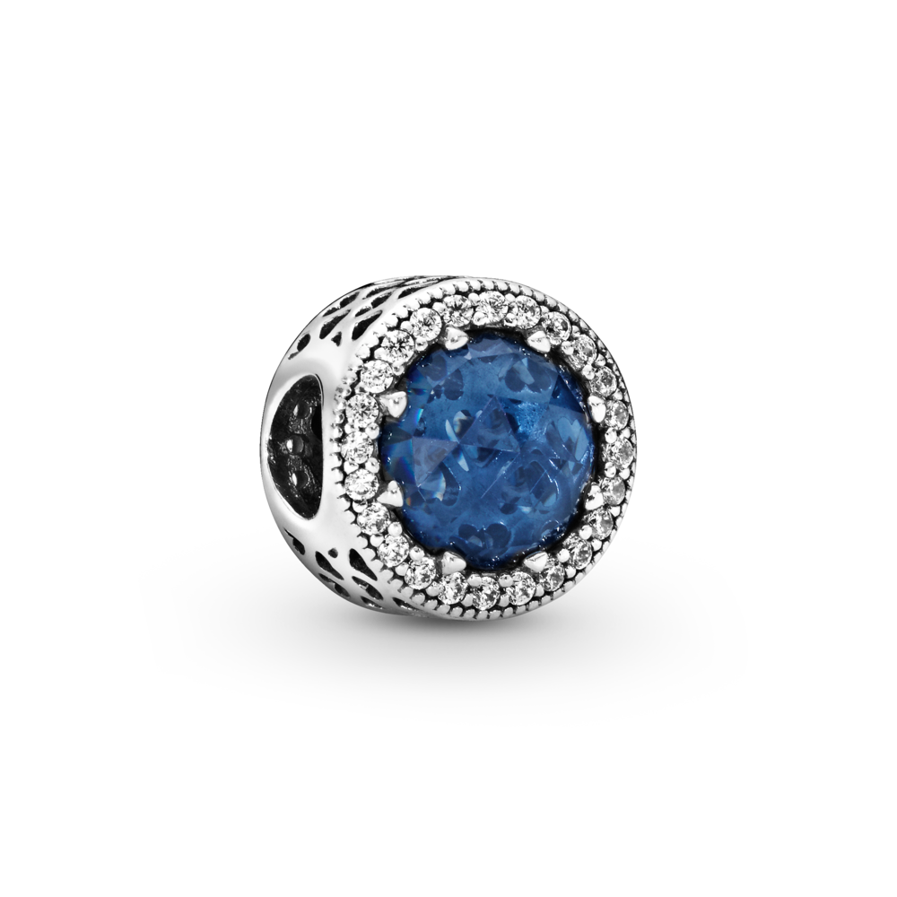 Charm Bạc Pandora Đá Tròn Xanh Thẫm - Pandora