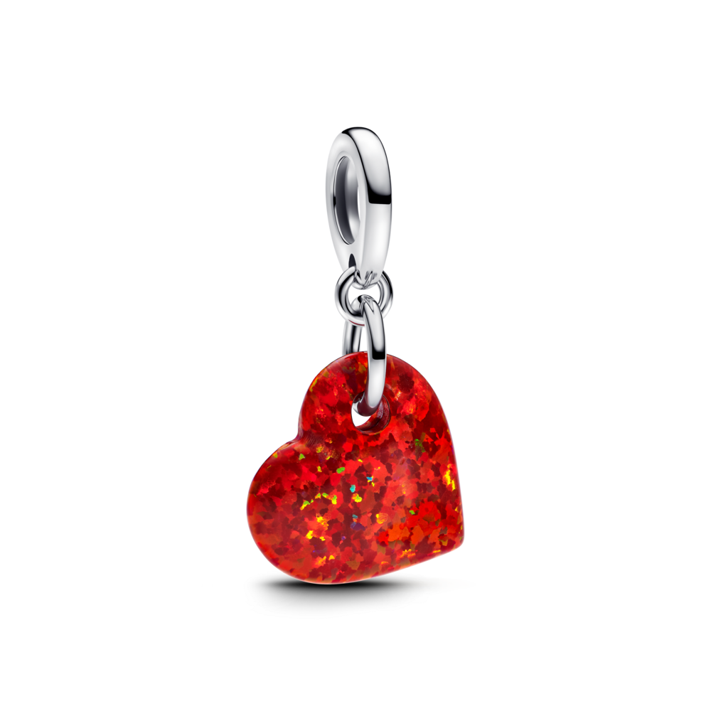 Charm Bạc Treo Trái Tim Đá Opal Đỏ - Pandora