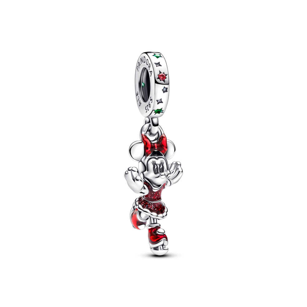 Charm Disney x Pandora Hình Minnie Trượt Băng Tráng Men Đỏ - Pandora