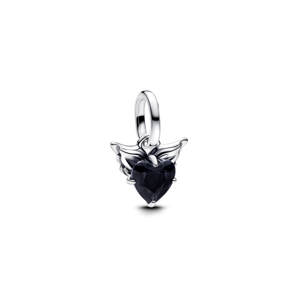 Charm Pandora ME Bạc Cánh Thiên Thần Ôm Trái Tim Đen - Pandora