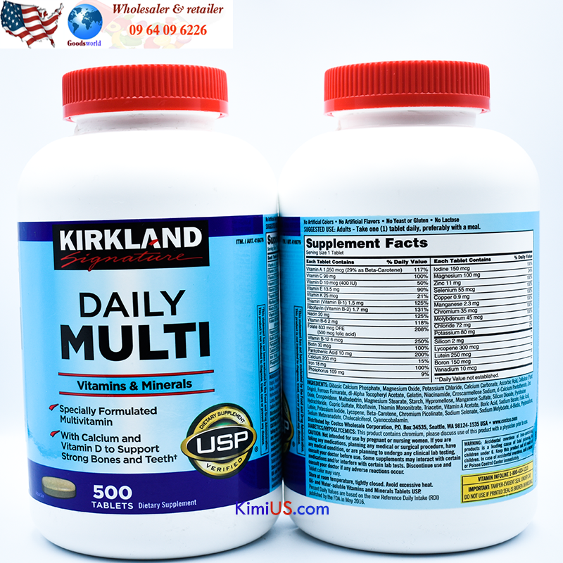  Daily multi Kirkland 500v - Viên uống bổ sung đa vitamin, khoáng chất của Mỹ 