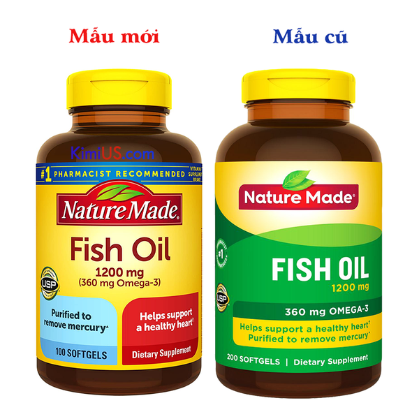  Dầu cá Nature Made Fish Oil 1200mg 360mg Omega 3 200 viên của Mỹ - GG 