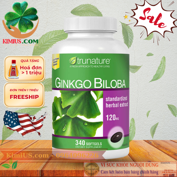  Ginkgo Biloba Trunature 120mg 340 viên - viên uống bổ não, tăng cường trí não của Mỹ (USA) 