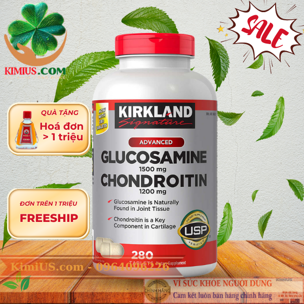  Viên uống hỗ trợ xương khớp Glucosamine Chondroitin Sulfate Kirkland 280 viên của Mỹ 
