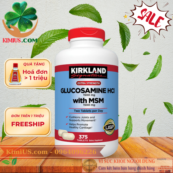  Glucosamine HCI 1500mg with MSM  kirkland 375 viên - GG 