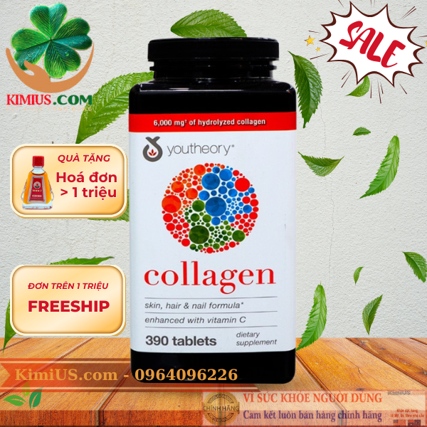  Collagen Youtheory 1,2&3 390 viên - Viên uống nuôi dưỡng da trắng khỏe của Mỹ - GG 