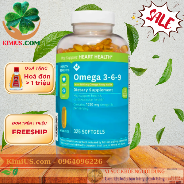  Omega 369 1600mg 325 viên - Viên uống bổ mắt, tim mạch của Mỹ 