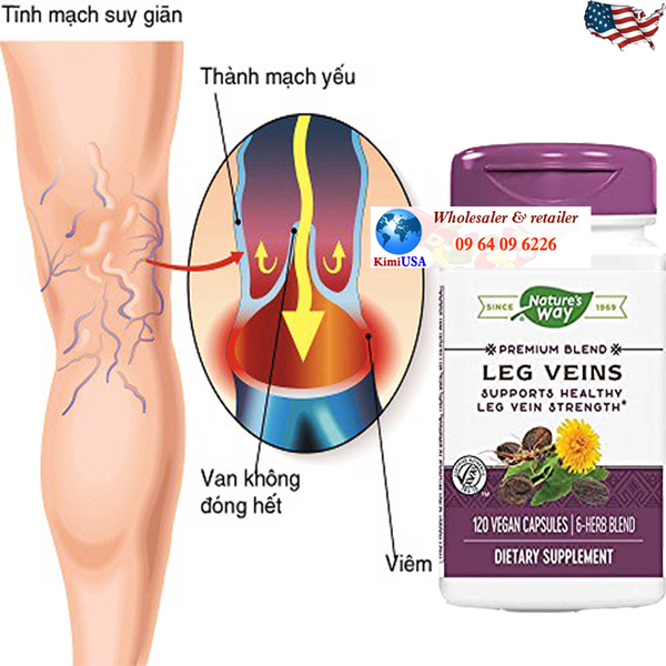  Nature’s Way Leg Veins 120v - Viên uống giảm suy giãn tĩnh mạch của Mỹ 