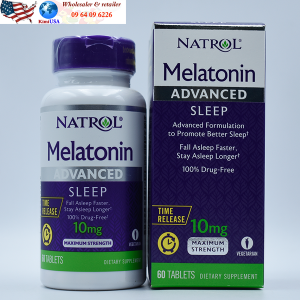  Natrol Melatonin 10mg 60 viên - Thuốc hỗ trợ mất ngủ, giúp ngủ ngon mỗi ngày của Mỹ 