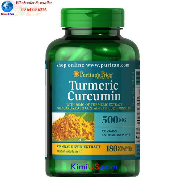  Tinh chất nghệ vàng Turmeric curcumin Puritan's Pride 500mg 180 viên của Mỹ 