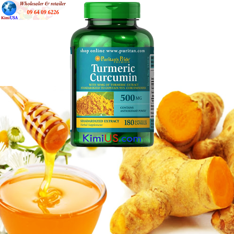  Tinh chất nghệ vàng Turmeric curcumin Puritan's Pride 500mg 180 viên của Mỹ 