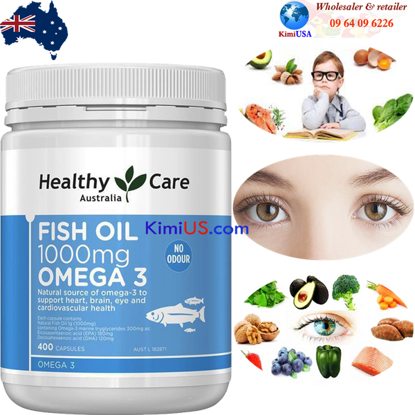  Dầu cá tự nhiên Healthy Care Fish Oil Omega-3 1000mg 400 viên của Úc 