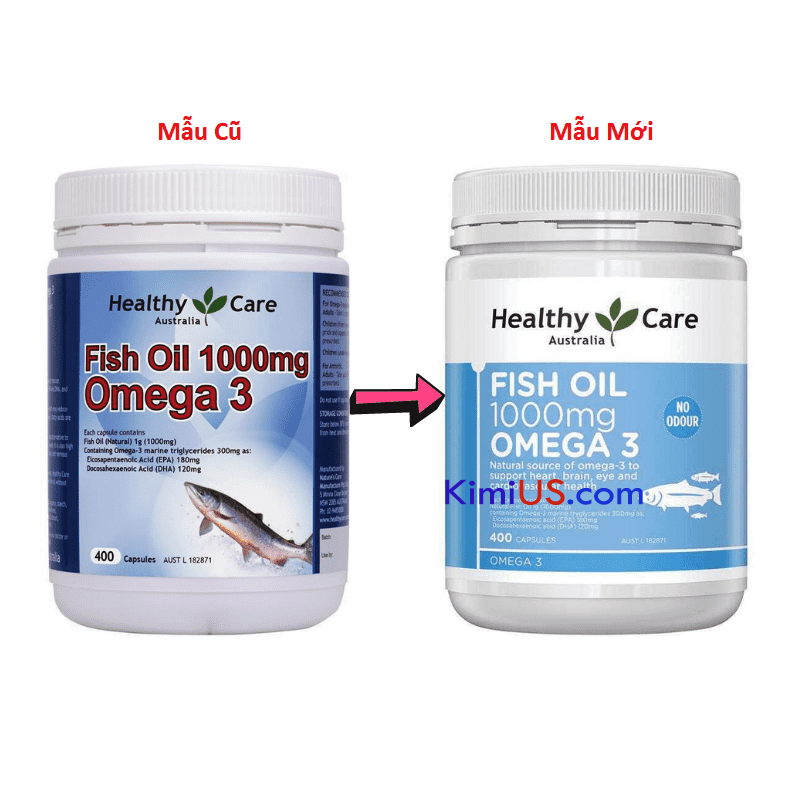 D u ca t nhien Fish Oil Omega 3 1000mg 400 vien c a Healthy Care Uc KimiUSA