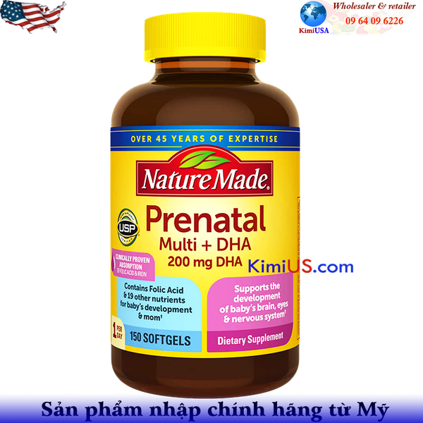  Prenatal Multi DHA Nature Made 150 viên - Viên uống cho phụ nữ mang thai của Mỹ 