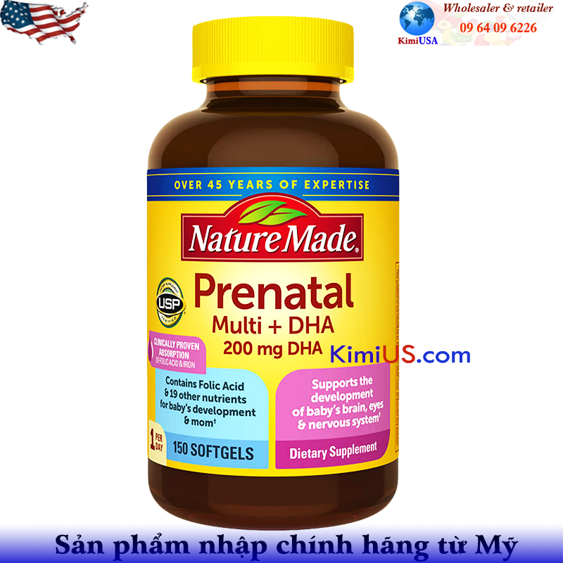  Prenatal Multi DHA Nature Made 150 viên - Viên uống cho phụ nữ mang thai của Mỹ 