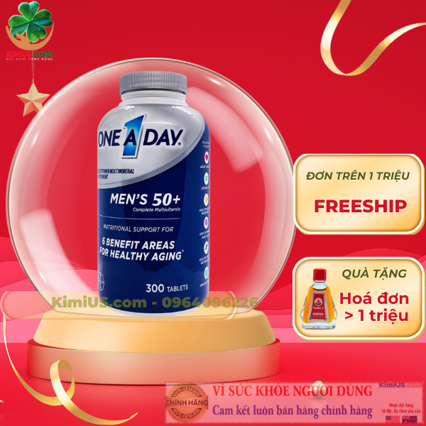  One A Day Men 50+ 300 viên - Viên uống MultiVitamin bổ sung sức khỏe cho nam trên 50 tuổi của Mỹ - GG 