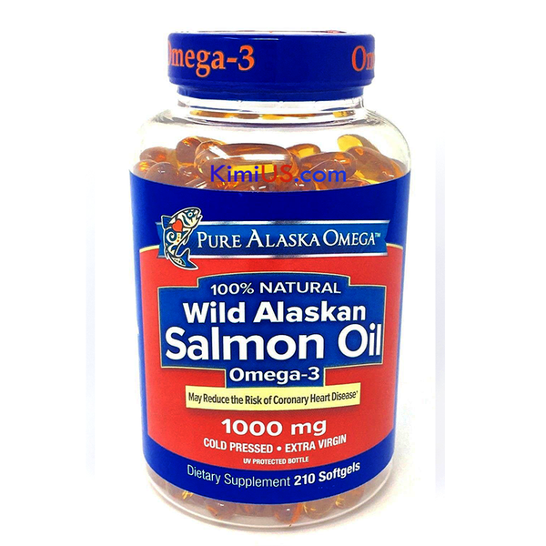  Dầu cá hồi Pure Alaska Omega-3 Wild Salmon Oil 1000mg 210 viên của Mỹ - GG 