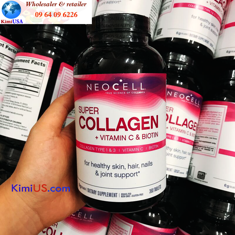  Super Collagen Neocell +C 6.000mg Type 1&3  360 Viên của Mỹ, giá tốt nhất - GG 