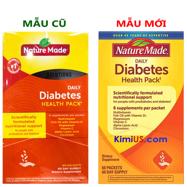  TPCN điều hòa đường Diabetes Nature Made 60packets - chính hãng Mỹ 