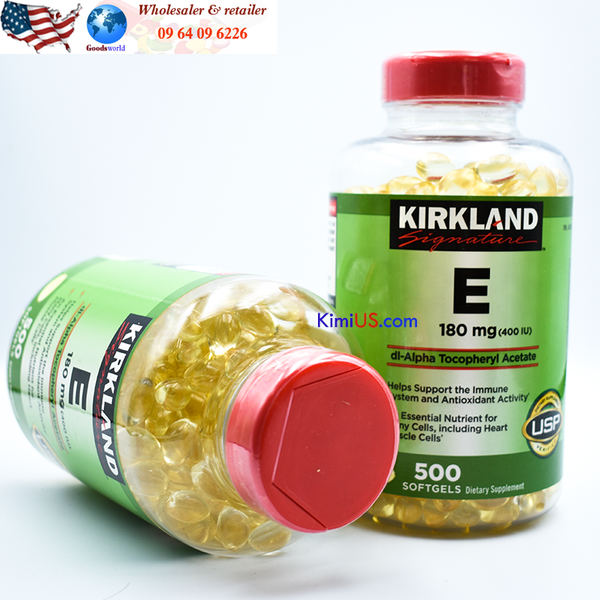  Vitamin E 400 I.U Kirkland 500v - viên uống giữ ẩm, làm sáng và ngăn ngừa nếp nhăn da của Mỹ 