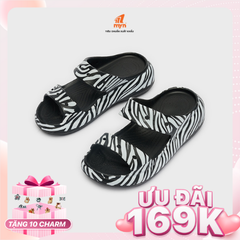 Dép sục Nữ Nanu quai ngang Aqua W11 Họa tiết Black Zebra Edition