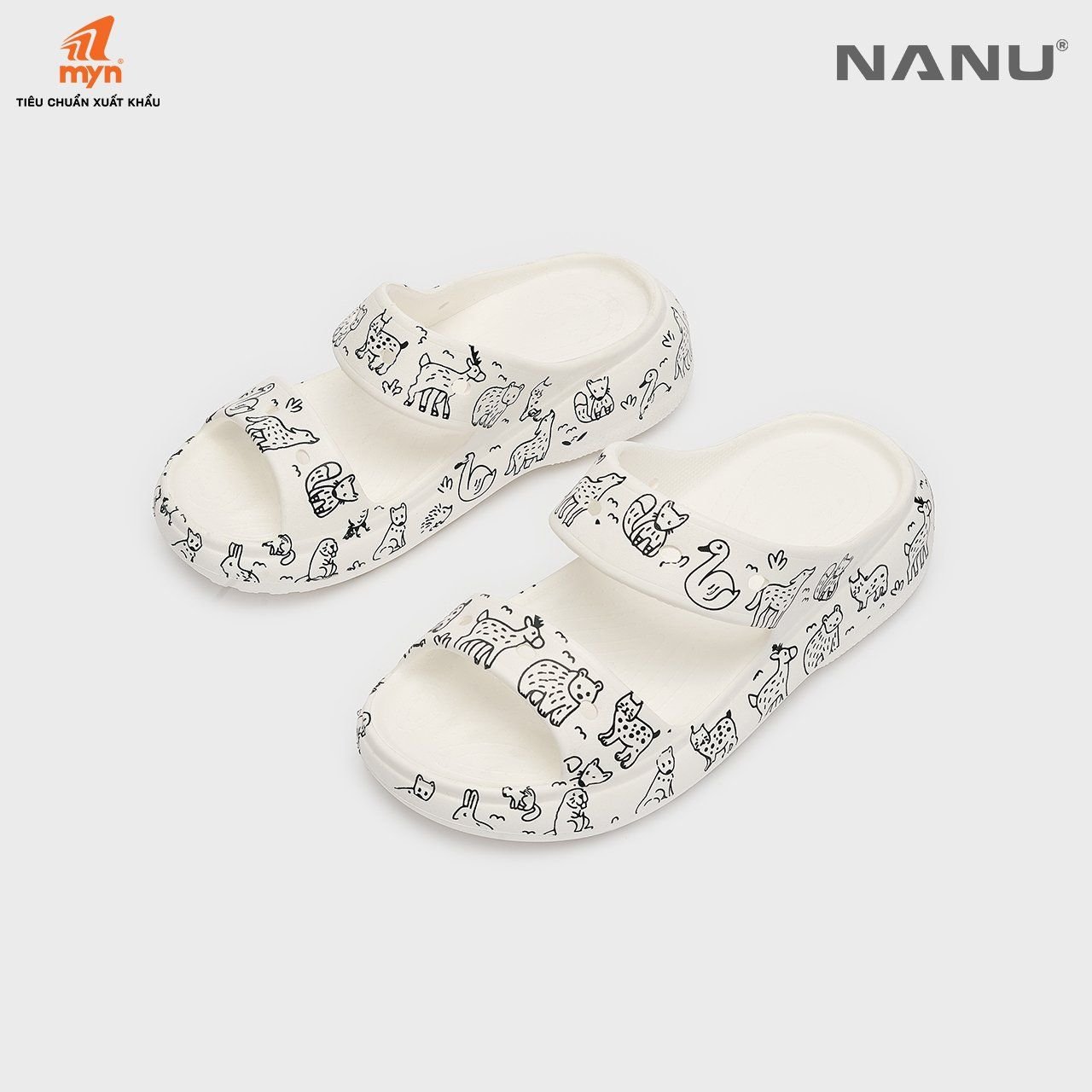Dép sục Nữ Nanu quai ngang Aqua W11 Họa tiết Animal Edition