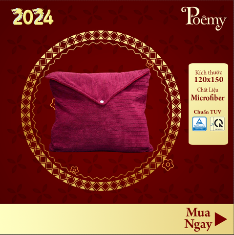Bộ Chăn gối POÊMY SỌC GÂN 2 trong 1 KT(120x150)