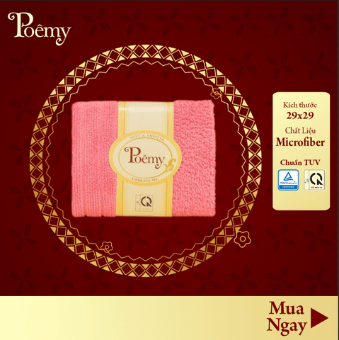 Khăn mặt vuông Poêmy sọc gân 29x29 cm - Mềm mại, an toàn cho bé