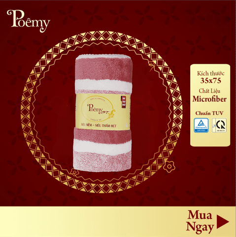 Khăn Tắm Poêmy ST Microfiber 70x140cm - Sọc to Cao Cấp