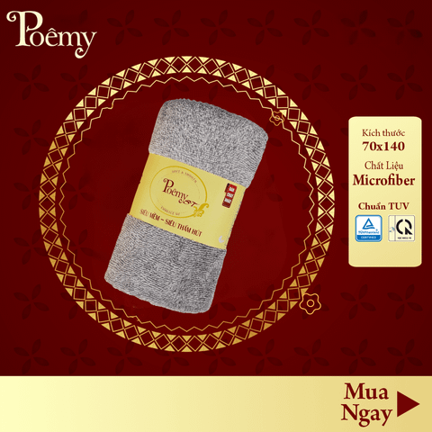 Khăn Tắm Poêmy ST Microfiber 70x140cm - Trơn không sọc Cao Cấp
