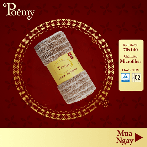 Khăn Tắm Poêmy ST Microfiber 70x140cm - Sọc Nhỏ Cao Cấp | Siêu Thấm Hút