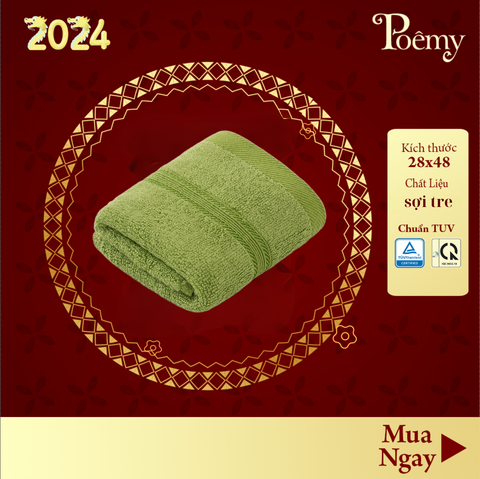 Khăn mặt Poêmy Bamboo 28x48cm | Sợi Tre Kháng Khuẩn Tự Nhiên