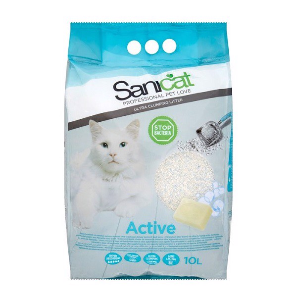 Cát vệ sinh cho mèo dạng sỏi Sanicat Active 10l siêu thấm hút khử mùi –  KiKi Puppey