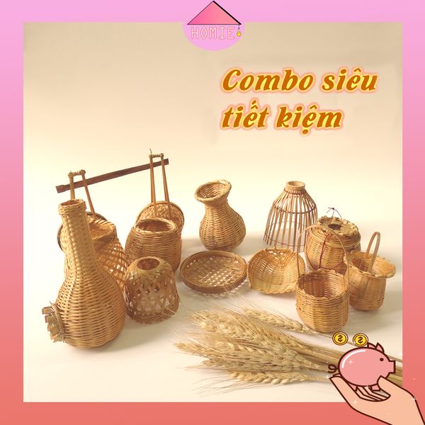 Combo trang trí 12 vật dụng đồng quê mini siêu tiết kiệm