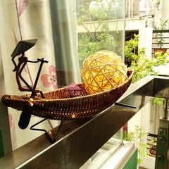 Đèn mây tre hình thuyền trang trí đa năng