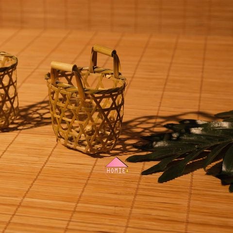 Giỏ tre đan mắt cáo mini phụ kiện nhà bếp phụ kiện chụp ảnh độc đáo