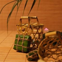 Giỏ tre đan mắt cáo mini phụ kiện nhà bếp phụ kiện chụp ảnh độc đáo