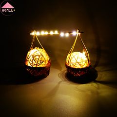 Đèn mây tre dạng quang gánh trang trí độc đáo
