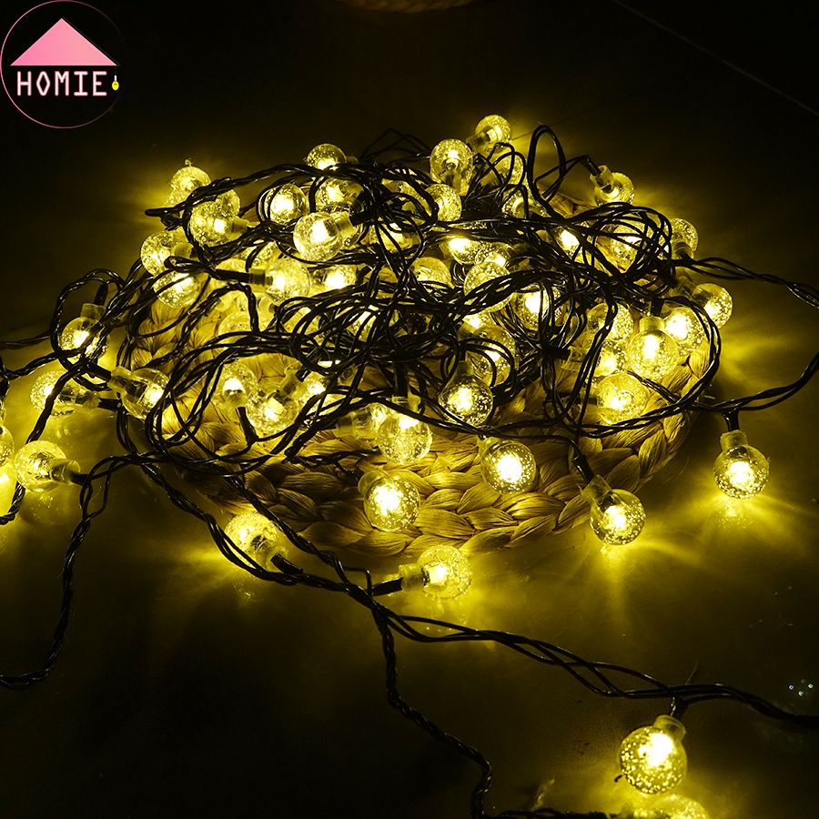 Dây đèn LED 7m 50 bóng đèn bi bọt màu vàng ấm trang trí lung linh