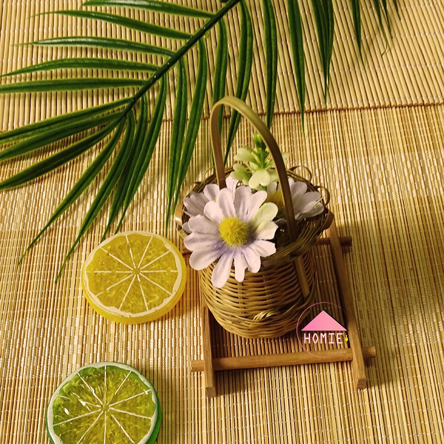 Giỏ hoa tre đan viền trang trí đa năng