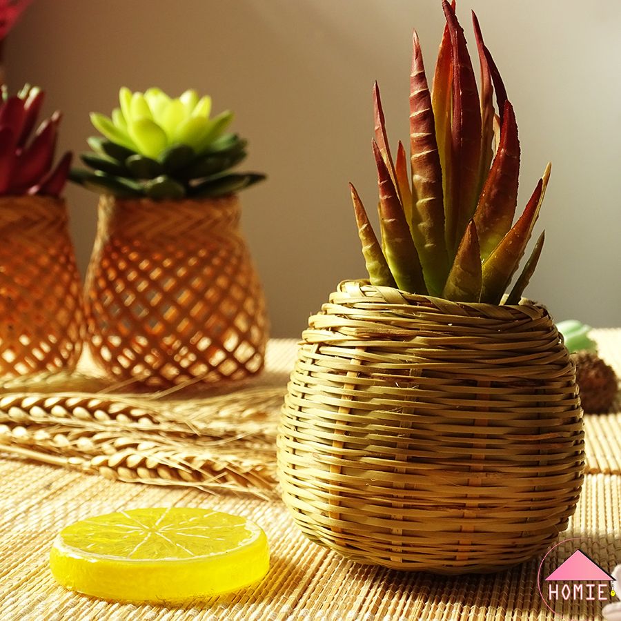 Hủ lúa tre phụ kiện trang trí xinh xắn