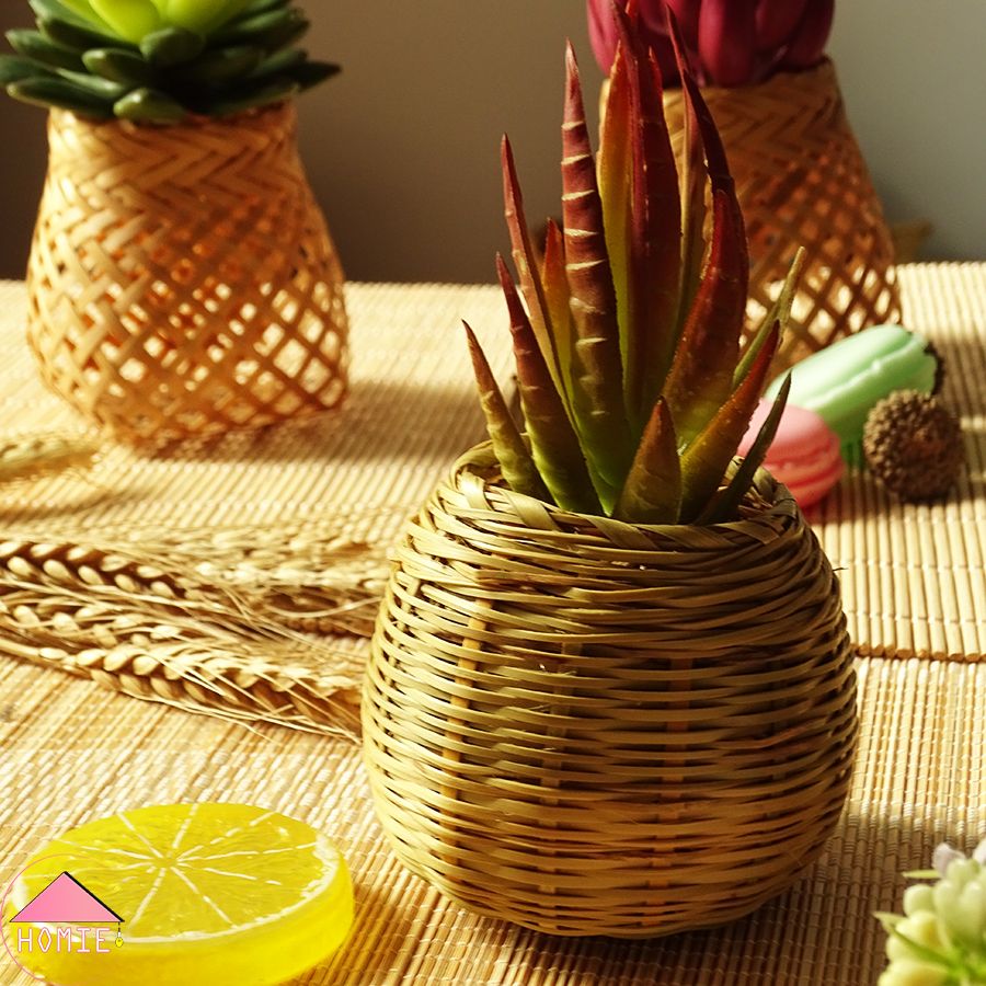 Hủ lúa tre phụ kiện trang trí xinh xắn