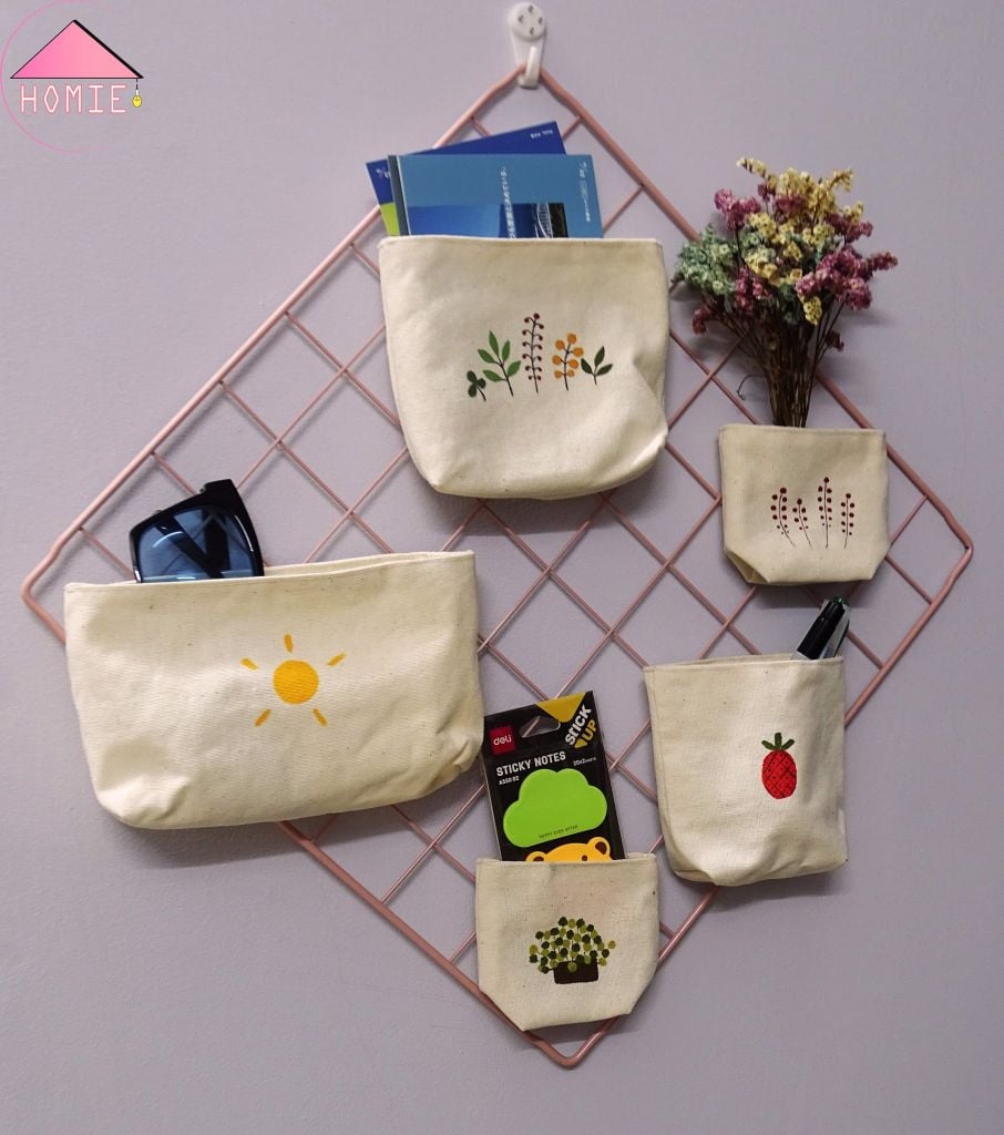 Combo khung lưới sắt + 5 túi canvas đa năng