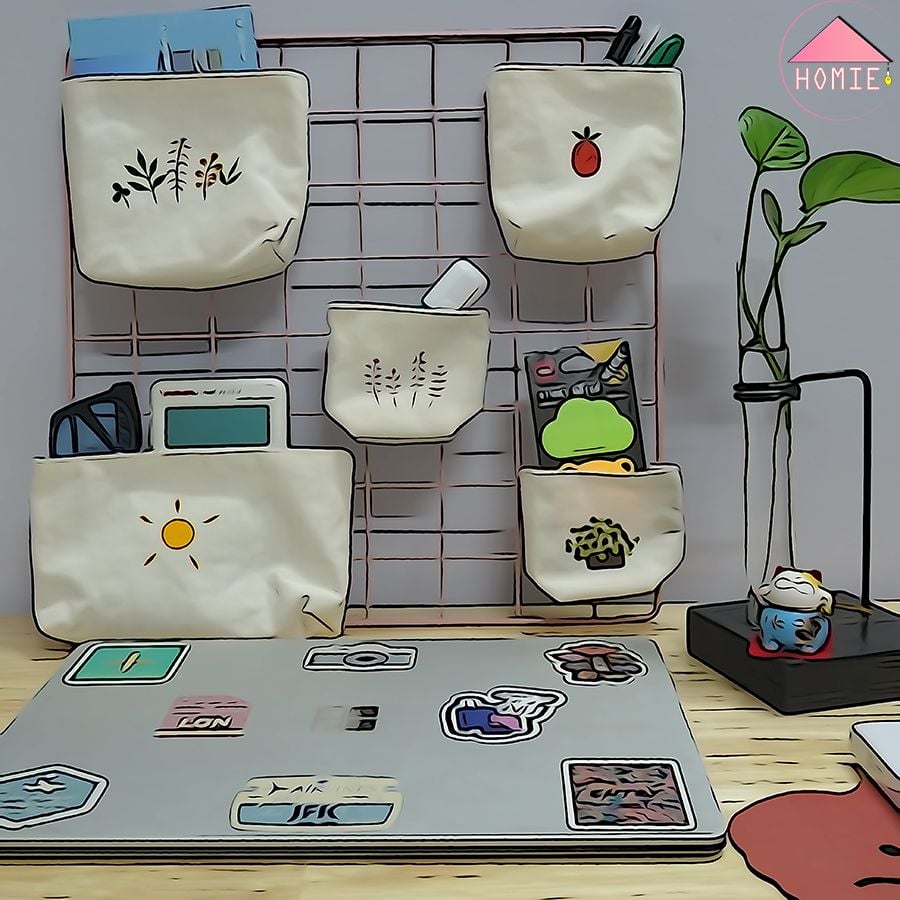 Combo khung lưới sắt + 5 túi canvas đa năng