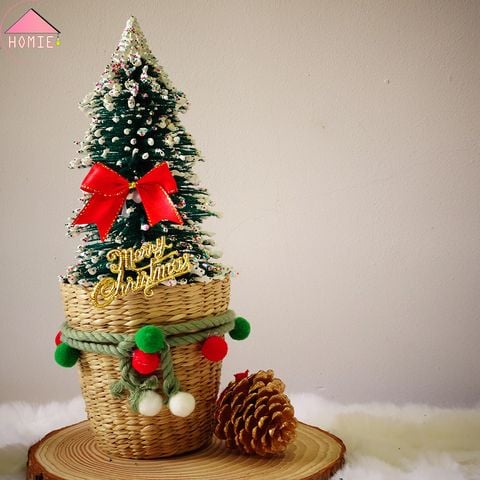 Cây thông kèm chậu cối 25x10cm trang trí Giáng Sinh độc đáo