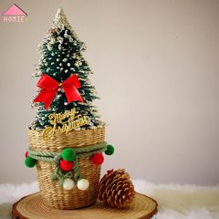 Cây thông kèm chậu cối 25x10cm trang trí Giáng Sinh độc đáo
