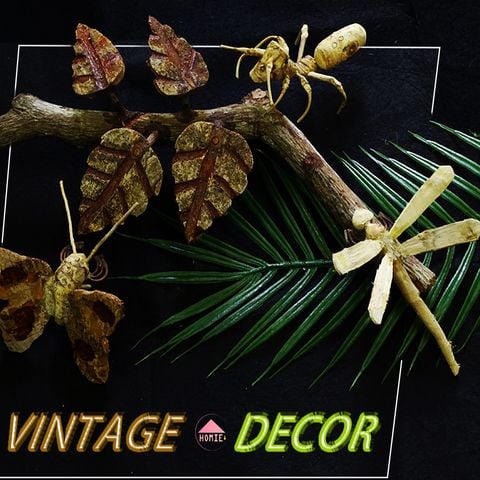 [ Tặng ngay 1 bé côn trùng] Khúc cây gỗ trang trí tường phong cách Vintage