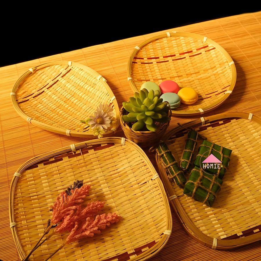 Mẹt tre họa tiết phong cách Nhật Bản trang trí đồ đa năng