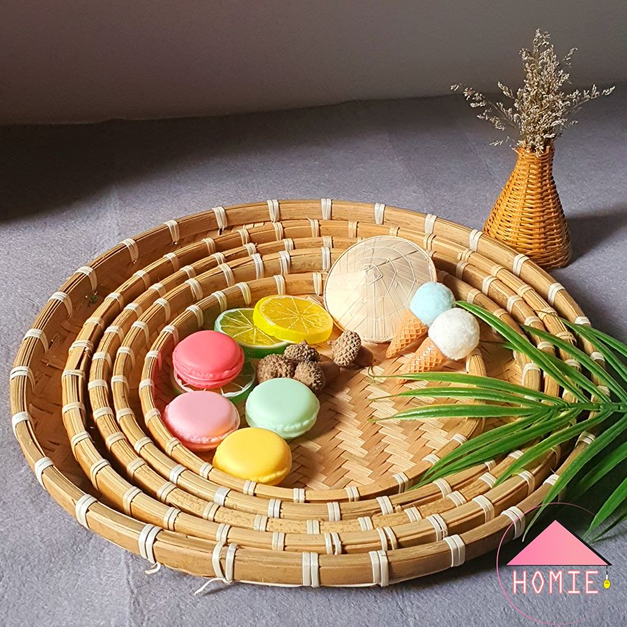 Mẹt tre hun khói phụ kiện nhà bếp trang trí tiệc cưới mâm trái cây đựng đồ cúng đa năng
