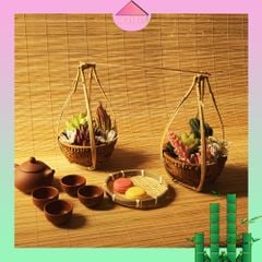 Quang gánh thúng nâu phụ kiện trang trí sang trọng